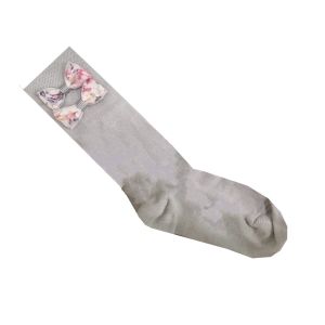 Daga Girls Grey Socks With Floral Bow Socks