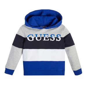 Guess Older Boys Blue, Black And White Striped Hoody