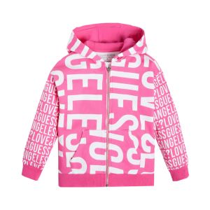 Guess Girls Pink Repeat Logo Zip Up Jacket