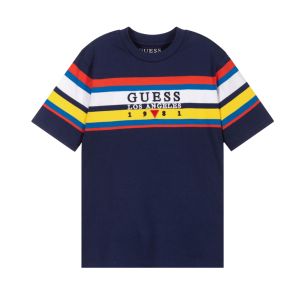 Guess Boys Blue And Multi Coloured Stripes