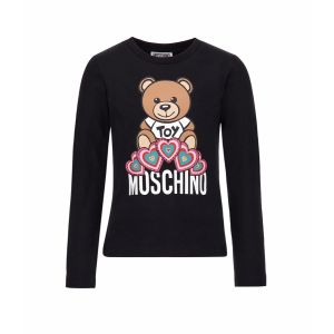Moschino Baby Girls Black Teddy Bear Heart Top