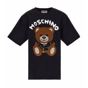 Moschino Kids Black Towelling Teddy Bear Logo T-Shirt