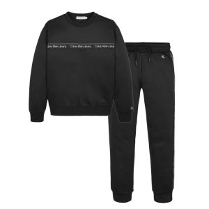 Calvin Klein Boys Black Sweatshirt And Joggers Taped Set