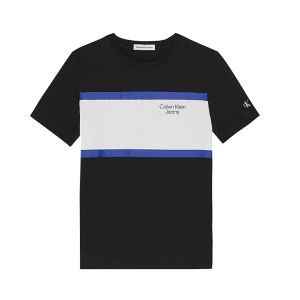Calvin Klein Boys Black And Blue Colour Block T-Shirt
