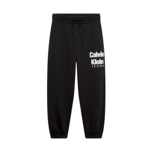 Calvin Klein Boys Black Relaxed Fleece Logo Joggers