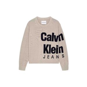 Calvin Klein Boys Beige Relaxed Jumper With black Logo