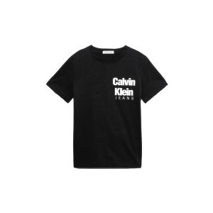 Calvin Klein Boys Black Cotton T-Shirt With White Logo