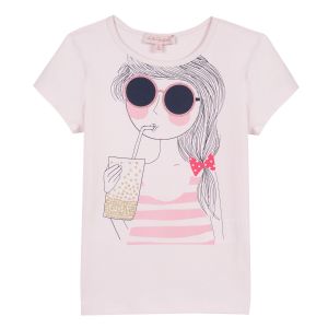 Lili Gaufrette Girls Pink Cotton Girl T-Shirt