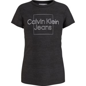 Calvin Klein Girls Black With Metallic Logo Slim Fit T-shirt