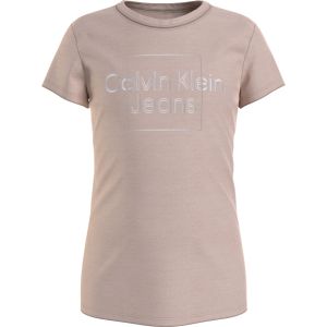 Calvin Klein Girls Rose With Metallic Logo Slim Fit T-shirt