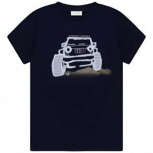 IL Gufo Boy's Navy 4x4 Car Print T-Shirt
