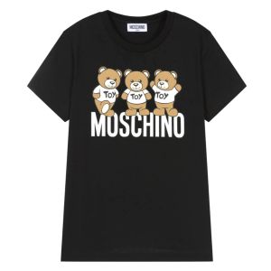 Moschino Kid Black Cotton Three Teddy Bear T-Shirt