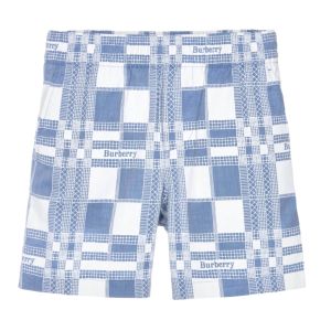 Burberry Boys Blue Cotton Check Shorts