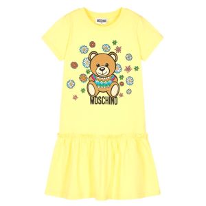 Moschino Girls Yellow Floral Teddy Bear Cotton T-Shirt
