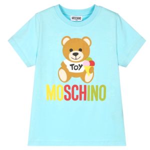 Moschino Tropical Blue Teddy Bear Ice Cream Logo T-Shirt