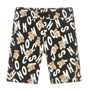 Moschino Boys All-Over 'Toy' Teddy Bear Logo Black Shorts 