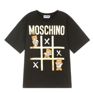 Moschino Girls Black Cotton Teddy Bear Game T-Shirt