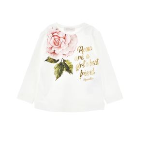Monnalisa Chic White Big Rose T-Shirt
