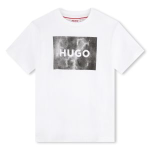HUGO Boys White Lightning Cotton T-Shirt