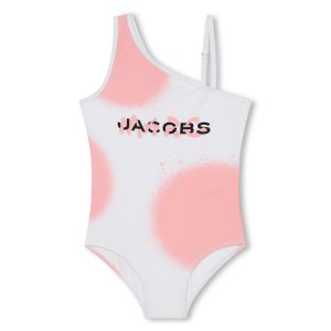 MARC JACOBS Girls White &amp; Pink Spray Paint Swimsuit