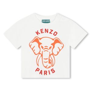 KENZO KIDS Baby Girls Orange &amp; Red Elephant Cotton T-Shirt