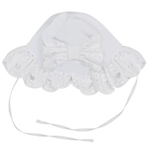 Little A White &#039;Jen&#039; Broderie Anglaise Sunhat With Ties And Bow