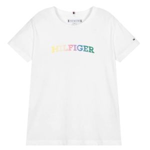 Tommy Hilfiger Girl&#039;s White Monotype Logo T-Shirt SS24