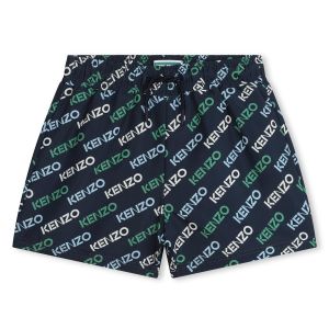 KENZO KIDS Boys SS24 Black Colourful All-Over Logo Swim Shorts