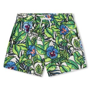 KENZO KIDS Boys Green Flower Print Swim Shorts