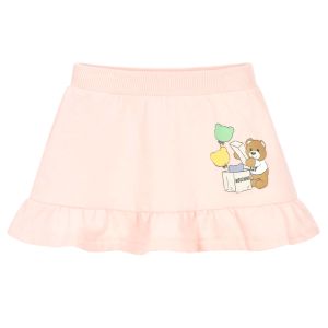 Moschino Baby Girls Sugar Pink Cotton Teddy Bear Skirt