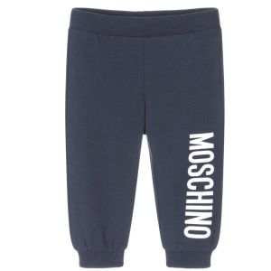 Moschino Baby Navy Blue Cotton Logo Jersey Joggers