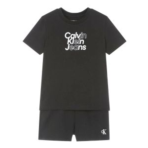 Calvin Klein SS24 Black Cotton Jersey Short Set