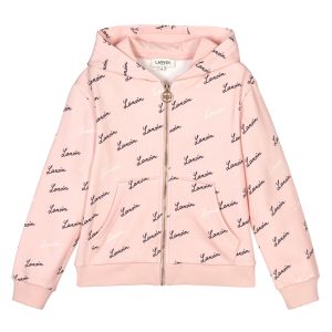 Lanvin Girls Pink Cotton Logo  Hooded Jacket 