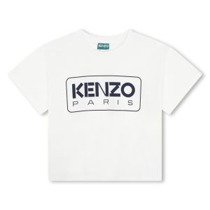 KENZO KIDS Ivory Organic Cotton SS24 Logo T-Shirt