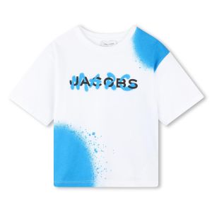 MARC JACOBS SS24 Boys White Cotton Spray Paint T-Shirt
