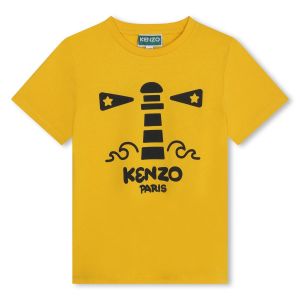 KENZO KIDS Boys Yellow Lighthouse Graphic T-Shirt