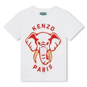 KENZO KIDS  Boys Orange &amp; Red Elephant SS24 Cotton T-Shirt