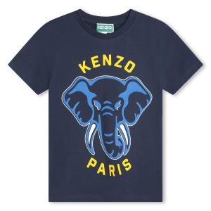 KENZO KIDS Boys Yellow &amp; Blue Elephant SS24 Cotton T-Shirt