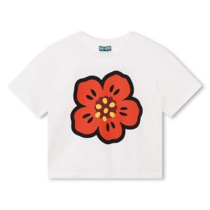 KENZO KIDS Girls Ivory Cotton SS24 Boke Flower T-Shirt