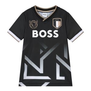 BOSS Boys Black SS24 Football T-Shirt