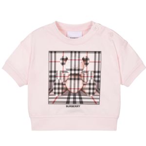Burberry Baby Girls Pink Box Bear Cotton T-Shirt