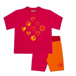 A&#039;Dee Bold Hearts &#039;Marnie&#039; Pink &amp; Orange Cycling Short Set