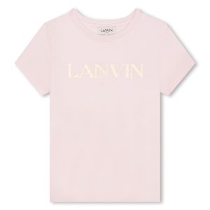 Lanvin Girls Pale Pink &amp; Gold Organic Cotton T-Shirt