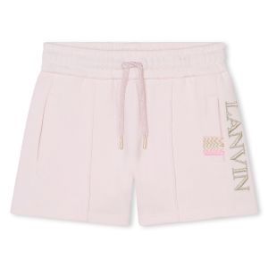 Lanvin Girls Pale Pink &amp; Gold Logo Shorts