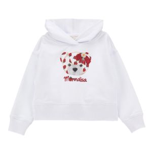 Monnalisa Girls White Cotton Strawberry Bear Sweatshirt