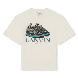Lanvin Ivory Curb Trainer Logo T-Shirt