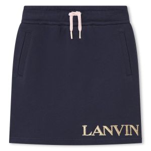 Lanvin Girls Navy Blue &amp; Gold Organic Cotton Skirt