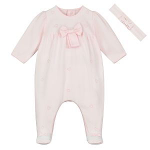 Emile Et Rose Baby Girls Pink &#039;Flavia&#039; Heart Babygrow