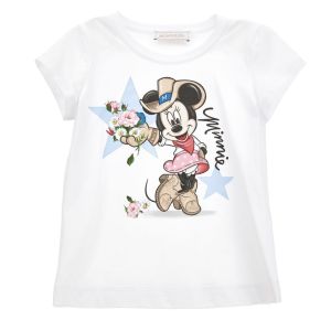 Monnalisa Girls White Disney Minnie Mouse Cotton T-Shirt