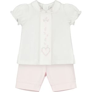 Emile Et Rose Baby Girls White And Pink &#039;Fiona&#039; Pleated Top And Bloomers Set